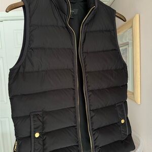 J. Crew Black Puffer Vest with Gold Zipper